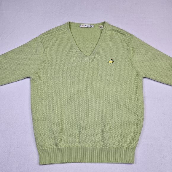 VTG Augusta National Masters Sweater Womens XL Magnolia Lane V-Neck Green Knit - Picture 5 of 14